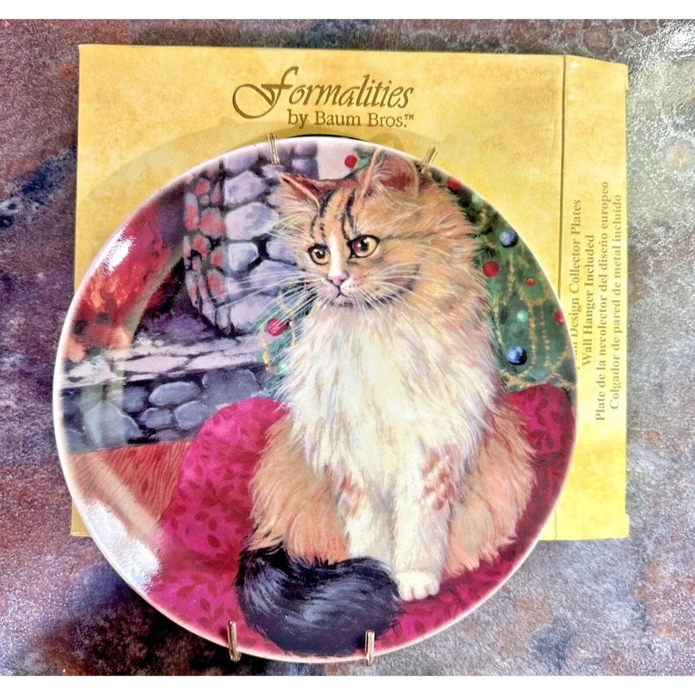 NEW Formalities by Baum Bros. Cat Collector Plate Set – Set of 4 - Wall Hangers